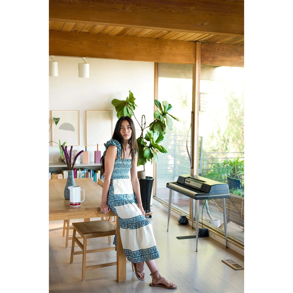 SEA New York Smocked Cream and Navy Dress - Picture 4 of 11